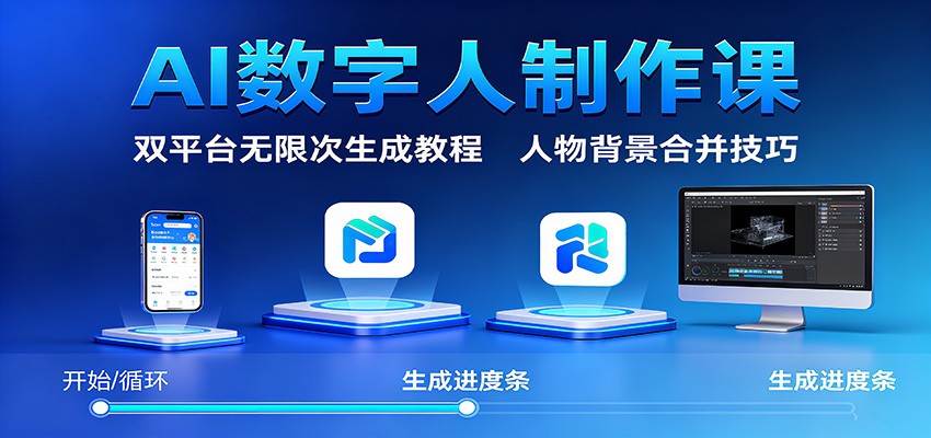 AI数字人制作课：双平台无限次生成教程，人物背景合并技巧-风口项目网_项目资源_网络赚钱副业分享_创业项目_兼职副业_中创网_抖音教程