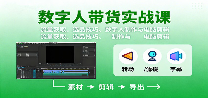 数字人变现实战课：流量获取、选品技巧、数字人制作与电脑剪辑-风口项目网_项目资源_网络赚钱副业分享_创业项目_兼职副业_中创网_抖音教程