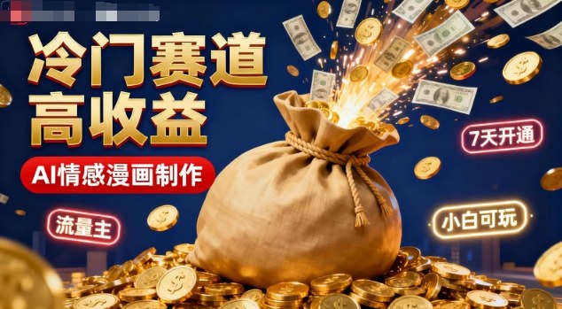 公众号冷门赛道，用AI做情感漫画，7天开通流量主，操作简单，小白可玩-风口项目网_项目资源_网络赚钱副业分享_创业项目_兼职副业_中创网_抖音教程