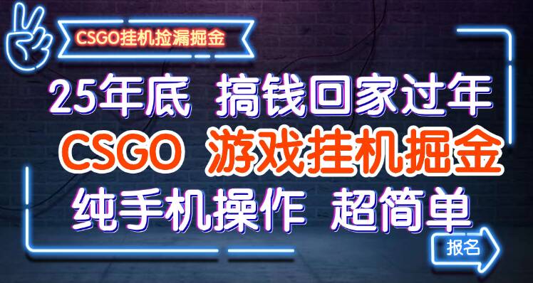 25年底搞钱回家过年,CSGO游戏挂机掘金,纯手机操作超简单-风口项目网_项目资源_网络赚钱副业分享_创业项目_兼职副业_中创网_抖音教程