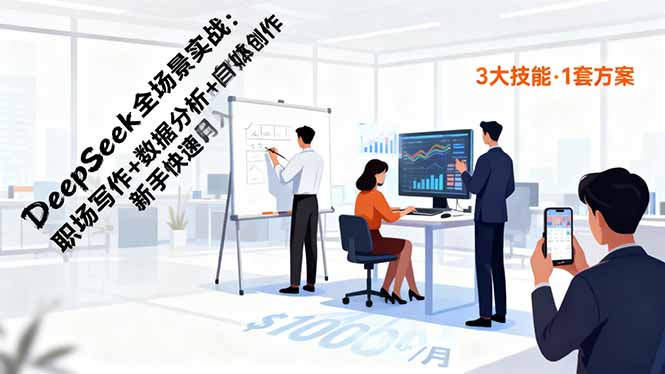 DeepSeek全场景实战:职场写作+数据分析+自媒体创作,新手快速月入过万-风口项目网_项目资源_网络赚钱副业分享_创业项目_兼职副业_中创网_抖音教程