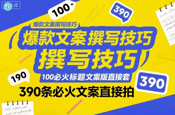 爆款文案撰写技巧，100个必火标题文案模版直接套，390条必火文案直接拍-风口项目网_项目资源_网络赚钱副业分享_创业项目_兼职副业_中创网_抖音教程
