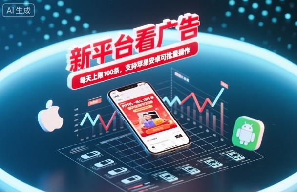 新平台看广告，养好机一条0.3到5米，每天上限100条，支持苹果安卓可批量操作-风口项目网_项目资源_网络赚钱副业分享_创业项目_兼职副业_中创网_抖音教程