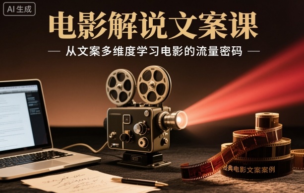 电影解说文案课，从文案多维度学习电影的流量密码-风口项目网_项目资源_网络赚钱副业分享_创业项目_兼职副业_中创网_抖音教程