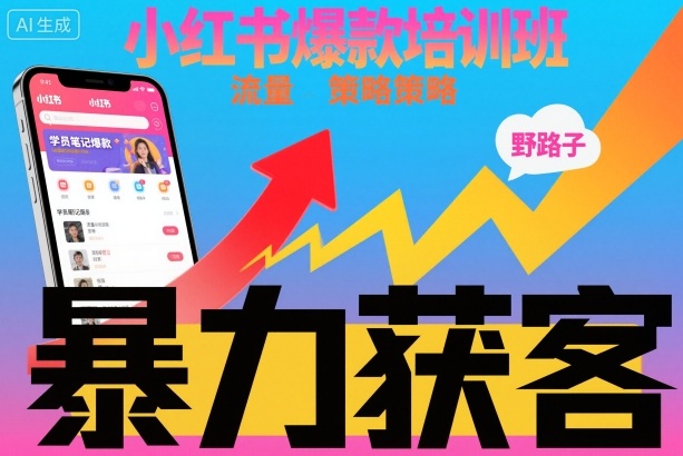 小红书爆款培训班，小红书获客野路子流量打法，暴力持续获客-风口项目网_项目资源_网络赚钱副业分享_创业项目_兼职副业_中创网_抖音教程