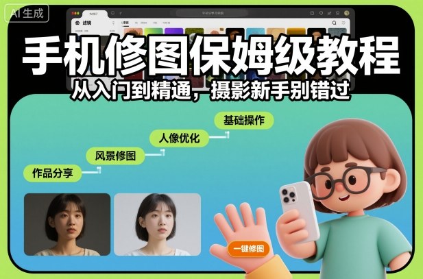 手机修图保姆级教程，从入门到精通，摄影新手别错过-风口项目网_项目资源_网络赚钱副业分享_创业项目_兼职副业_中创网_抖音教程