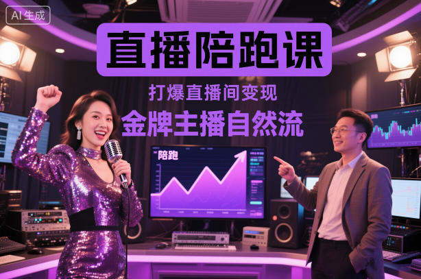 直播陪跑课，金牌主播自然流打爆直播间，复制高变现玩法-风口项目网_项目资源_网络赚钱副业分享_创业项目_兼职副业_中创网_抖音教程