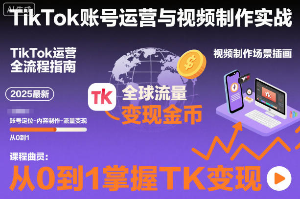 2025最新TikTok账号运营与视频制作实战全流程，从0到1掌握TK变现(含11月最新TK搬运技术)-风口项目网_项目资源_网络赚钱副业分享_创业项目_兼职副业_中创网_抖音教程