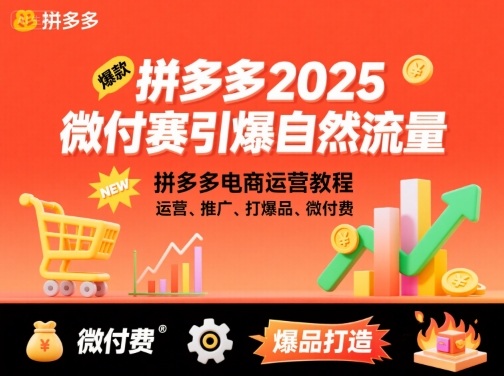 拼多多2025微付费引爆自然流量，拼多多电商运营教程，运营、推广、打爆品、微付费(更新)-风口项目网_项目资源_网络赚钱副业分享_创业项目_兼职副业_中创网_抖音教程