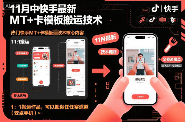 11月中快手最新MT+卡模板搬运技术，1：1搬运作品，可以搬运任何赛道(安卓手机)-风口项目网_项目资源_网络赚钱副业分享_创业项目_兼职副业_中创网_抖音教程