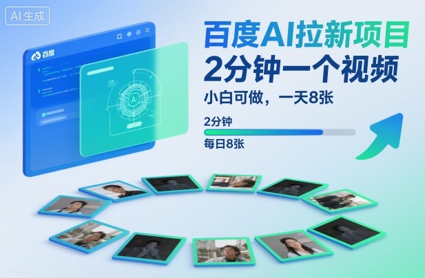 百度AI拉新项目，2分钟一个视频，小白可做，一天8张【附案例+保姆级教程】-风口项目网_项目资源_网络赚钱副业分享_创业项目_兼职副业_中创网_抖音教程