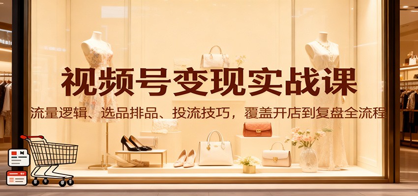视频号变现实战课：流量逻辑、选品排品、投流技巧，覆盖开店到复盘全流程-风口项目网_项目资源_网络赚钱副业分享_创业项目_兼职副业_中创网_抖音教程