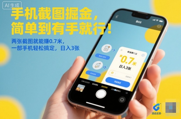 手机截图掘金，简单到有手就行！两张截图就能賺0.7米，一部手机轻松搞定，日入3张【揭秘】-风口项目网_项目资源_网络赚钱副业分享_创业项目_兼职副业_中创网_抖音教程