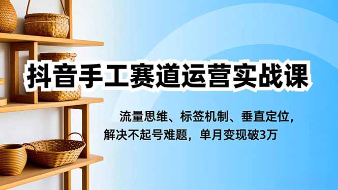 抖音手工赛道运营实战课，流量思维、标签机制、垂直定位，解决不起号难题，单月变现破3万-风口项目网_项目资源_网络赚钱副业分享_创业项目_兼职副业_中创网_抖音教程
