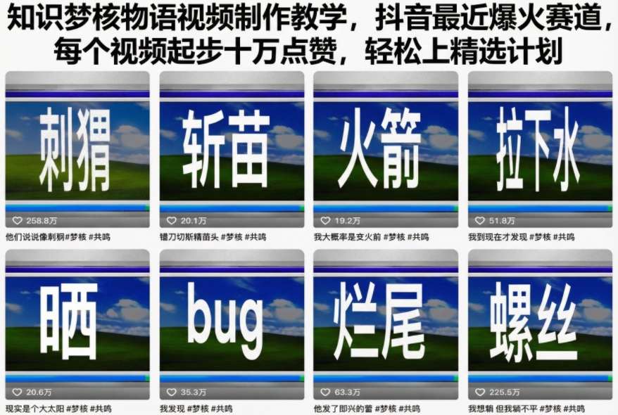 知识梦核物语视频制作教学，抖音最近爆火赛道，每个视频起步十万点赞，轻松上精选计划-风口项目网_项目资源_网络赚钱副业分享_创业项目_兼职副业_中创网_抖音教程