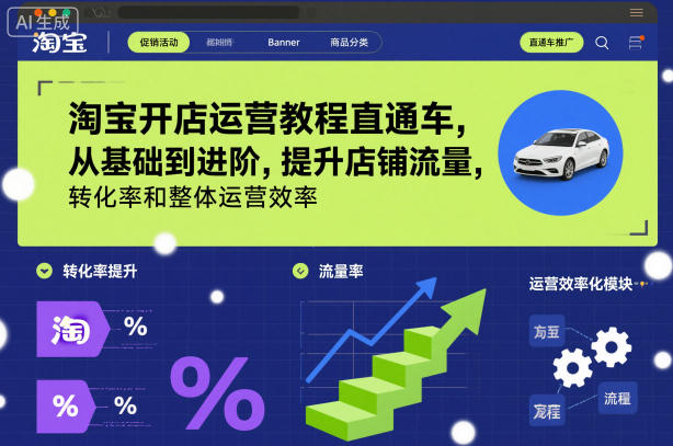 淘宝开店运营教程直通车，从基础到进阶，提升店铺流量，转化率和整体运营效率(更新11月)-风口项目网_项目资源_网络赚钱副业分享_创业项目_兼职副业_中创网_抖音教程