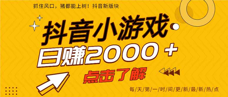25年爆火的抖音小游戏项目，一部手机日入2000+-风口项目网_项目资源_网络赚钱副业分享_创业项目_兼职副业_中创网_抖音教程