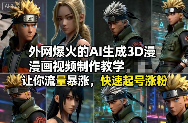外网爆火的AI生成3D漫画视频制作教学，让你流量暴涨，快速起号涨粉！-风口项目网_项目资源_网络赚钱副业分享_创业项目_兼职副业_中创网_抖音教程