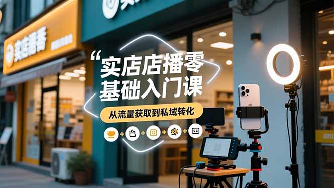 实体店播零基础入门课,实体店+短视频+直播+微信生态+私域社群,从流量获取到私域转化-风口项目网_项目资源_网络赚钱副业分享_创业项目_兼职副业_中创网_抖音教程