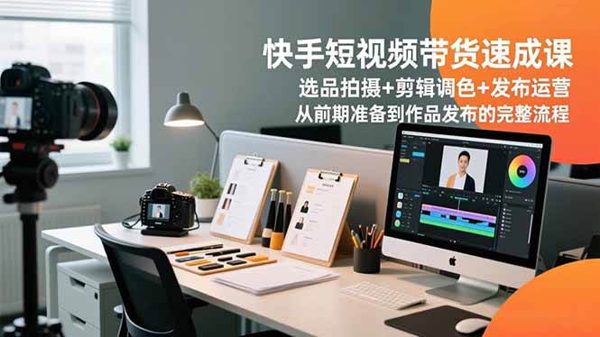 快手短视频带货速成课，选品拍摄+剪辑调色+发布运营，从前期准备到作品发布的完整流程-风口项目网_项目资源_网络赚钱副业分享_创业项目_兼职副业_中创网_抖音教程