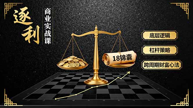 《逐 利》商业实战课，底层逻辑、杠杆策略、18锦囊，跨周期财富心法(更新-风口项目网_项目资源_网络赚钱副业分享_创业项目_兼职副业_中创网_抖音教程