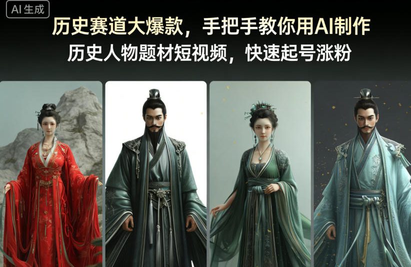 历史赛道大爆款，手把手教你用AI制作历史人物题材短视频，快速起号涨粉-风口项目网_项目资源_网络赚钱副业分享_创业项目_兼职副业_中创网_抖音教程