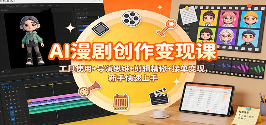 AI漫剧创作变现课：工具使用+导演思维+剪辑精修+接单变现，新手快速上手-风口项目网_项目资源_网络赚钱副业分享_创业项目_兼职副业_中创网_抖音教程