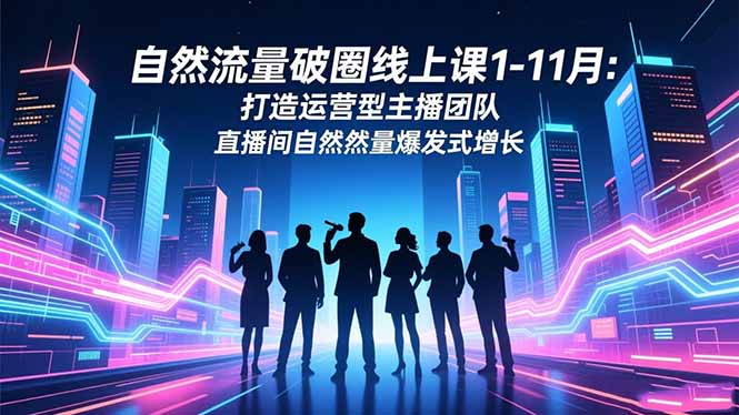 自然流量破圈线上课1-11月：打造运营型主播团队 直播间自然流量爆发式增长-风口项目网_项目资源_网络赚钱副业分享_创业项目_兼职副业_中创网_抖音教程