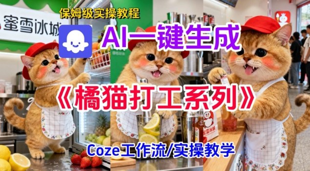Coze扣子工作流一键生成胖橘猫打工短视频，保姆级实操搭建教学-风口项目网_项目资源_网络赚钱副业分享_创业项目_兼职副业_中创网_抖音教程