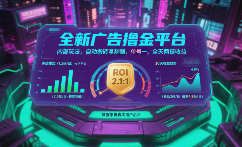 全新广告撸金平台，内部玩法，自动搬砖拿躺賺，单号一天保底2张+，全天两倍收益【揭秘】-风口项目网_项目资源_网络赚钱副业分享_创业项目_兼职副业_中创网_抖音教程