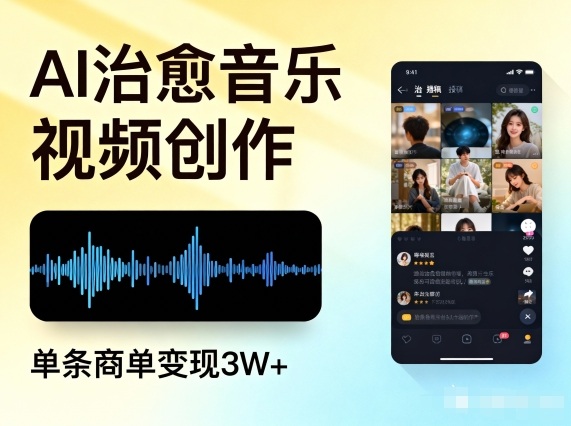 AI做治愈音乐视频，多平台投稿，单条商单变现3W+-风口项目网_项目资源_网络赚钱副业分享_创业项目_兼职副业_中创网_抖音教程