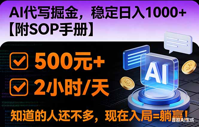 2026风口项目,AI代写掘金，稳定日入1000+，掌握核心技能【附SOP手册】-风口项目网_项目资源_网络赚钱副业分享_创业项目_兼职副业_中创网_抖音教程