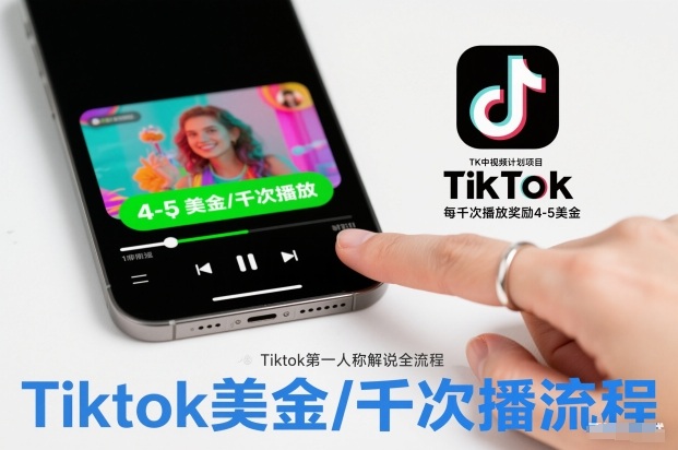 TK中视频计划项目，Tiktok第一人称解说流程，每干次播放奖励4-5美金-风口项目网_项目资源_网络赚钱副业分享_创业项目_兼职副业_中创网_抖音教程