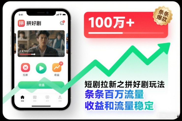 短剧拉新之拼好剧玩法，条条百万流量，收益和流量稳定-风口项目网_项目资源_网络赚钱副业分享_创业项目_兼职副业_中创网_抖音教程