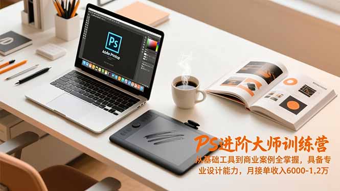 PS进阶大师训练营，从基础工具到商业案例全掌握，具备专业设计能力，月接单收入6000-1.2万-风口项目网_项目资源_网络赚钱副业分享_创业项目_兼职副业_中创网_抖音教程