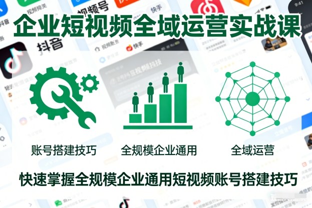 企业短视频全域运营实战课，快速掌握全规模企业通用短视频账号搭建技巧-风口项目网_项目资源_网络赚钱副业分享_创业项目_兼职副业_中创网_抖音教程