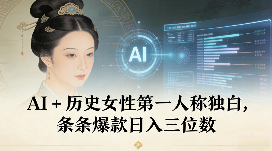 AI+历史女性第一人称独白，条条爆款日入三位数-风口项目网_项目资源_网络赚钱副业分享_创业项目_兼职副业_中创网_抖音教程