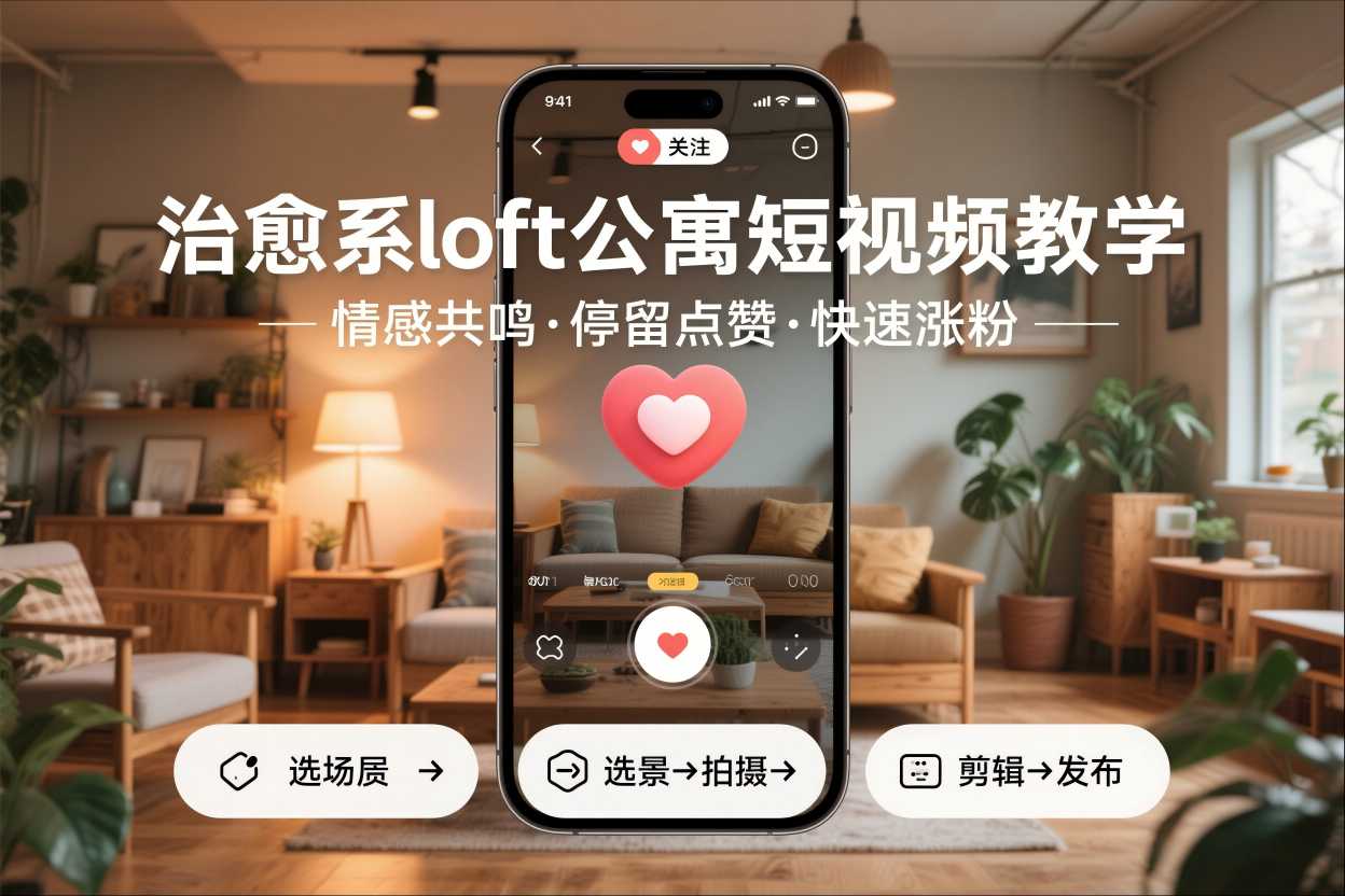 治愈系loft公寓短视频制作教学，情感共鸣引停留点赞关注，快速起号涨粉-风口项目网_项目资源_网络赚钱副业分享_创业项目_兼职副业_中创网_抖音教程