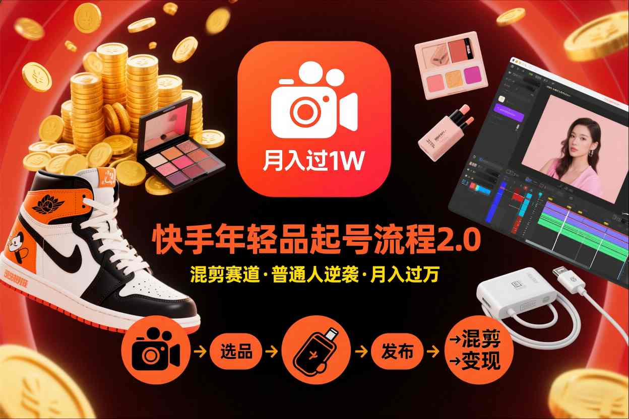 快手短视频带货年轻品起号流程2.0，快手年轻品混剪赛道，普通人也能月入过1W-风口项目网_项目资源_网络赚钱副业分享_创业项目_兼职副业_中创网_抖音教程