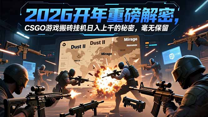 2026开年重磅解密，CSGO游戏搬砖挂机日入上千的秘密，毫无保留-风口项目网_项目资源_网络赚钱副业分享_创业项目_兼职副业_中创网_抖音教程