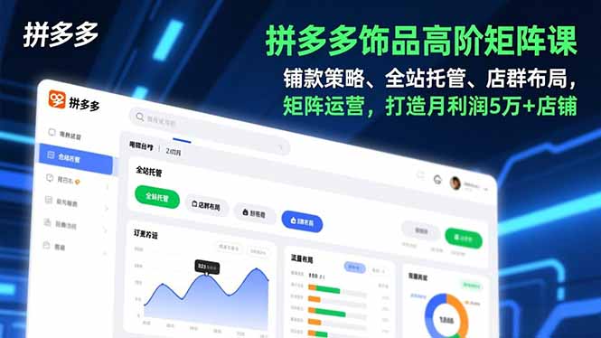 拼多多饰品高阶矩阵课，铺款策略、全站托管、店群布局，矩阵运营，打造月利润5万+店铺-风口项目网_项目资源_网络赚钱副业分享_创业项目_兼职副业_中创网_抖音教程