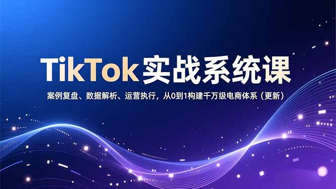 TikTok实战系统课，案例复盘、数据解析、运营执行，从0到1构建千万级电商体系(更新-风口项目网_项目资源_网络赚钱副业分享_创业项目_兼职副业_中创网_抖音教程