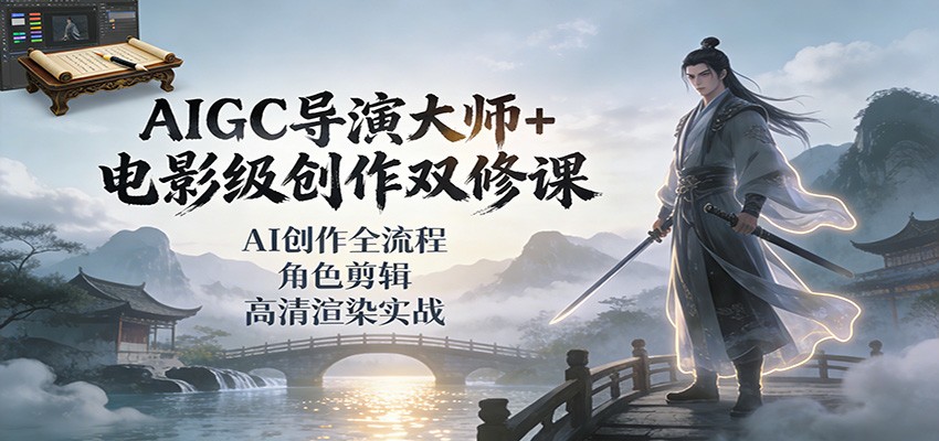 AIGC导演大师+电影级创作双修课：AI创作全流程、角色剪辑、高清渲染实战-风口项目网_项目资源_网络赚钱副业分享_创业项目_兼职副业_中创网_抖音教程