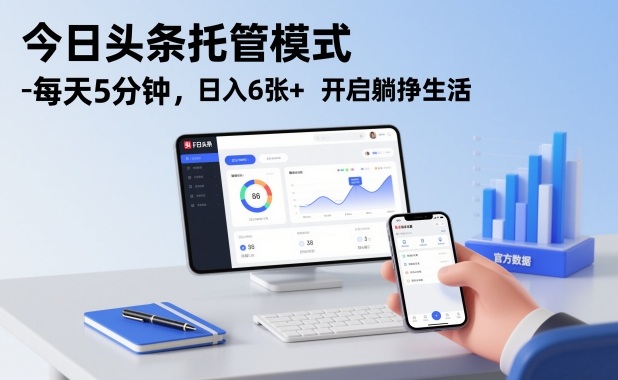 今日头条托管模式，每天5分钟，日入6张+，开启躺挣生活【揭秘】-风口项目网_项目资源_网络赚钱副业分享_创业项目_兼职副业_中创网_抖音教程