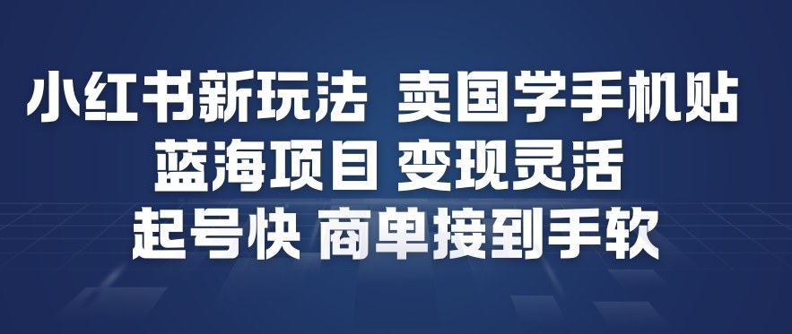 小红书新玩法，卖国学手机贴，蓝海项目，变现灵活，起号快，商单接到手软-风口项目网_项目资源_网络赚钱副业分享_创业项目_兼职副业_中创网_抖音教程