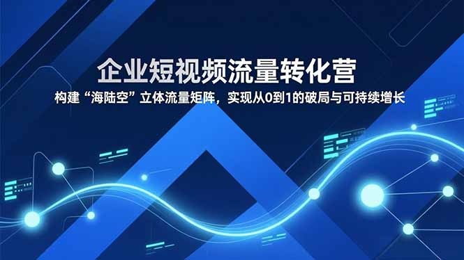 企业短视频流量转化营，构建“海陆空”立体流量矩阵，实现从0到1的破局与可持续增长-风口项目网_项目资源_网络赚钱副业分享_创业项目_兼职副业_中创网_抖音教程