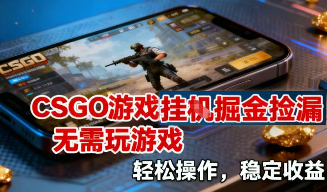 CSGO游戏挂G掘金捡漏，不需要玩游戏，操作简单，收益稳定【揭秘】-风口项目网_项目资源_网络赚钱副业分享_创业项目_兼职副业_中创网_抖音教程