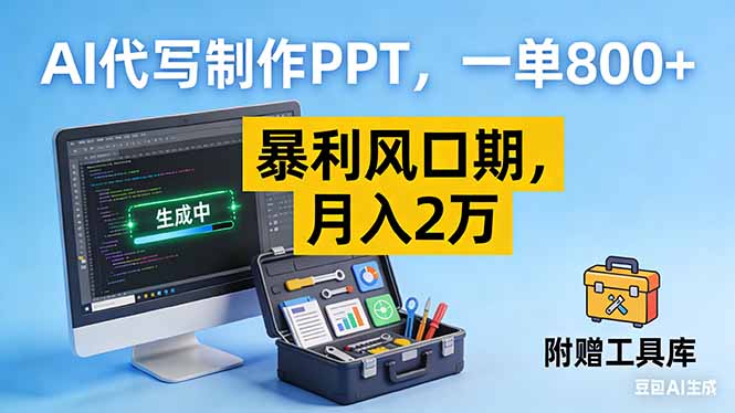 AI代写制作PPT，一单800+， 暴利风口期，月入2万【附工具】-风口项目网_项目资源_网络赚钱副业分享_创业项目_兼职副业_中创网_抖音教程